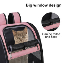 Load image into Gallery viewer, Cat Dog Backpack Extendable Breathable, Foldable Pet Carrying Backpack With Removable Plush Mattress, For Camping, Hiking, Traveling by Train/Car/Plane
