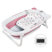 Load image into Gallery viewer, Vasca da Bagno Pieghevole per Bambini, Vasca Bagno Multifunzionale per Bambini con Termometro Cuscino da Bagno, Vasca da Bagno Antiscivolo Neonato
