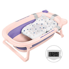 Load image into Gallery viewer, Vasca da Bagno Pieghevole per Bambini, Vasca Bagno Multifunzionale per Bambini con Termometro Cuscino da Bagno, Vasca da Bagno Antiscivolo Neonato
